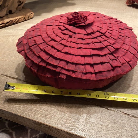 Plum round pleated flower accent pillow - Picture 5 of 5